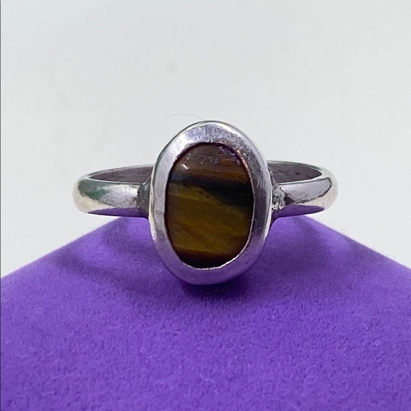 💛 Vintage Handmade Sterling Silver Tiger’s Eye Ring - Picture 1 of 6